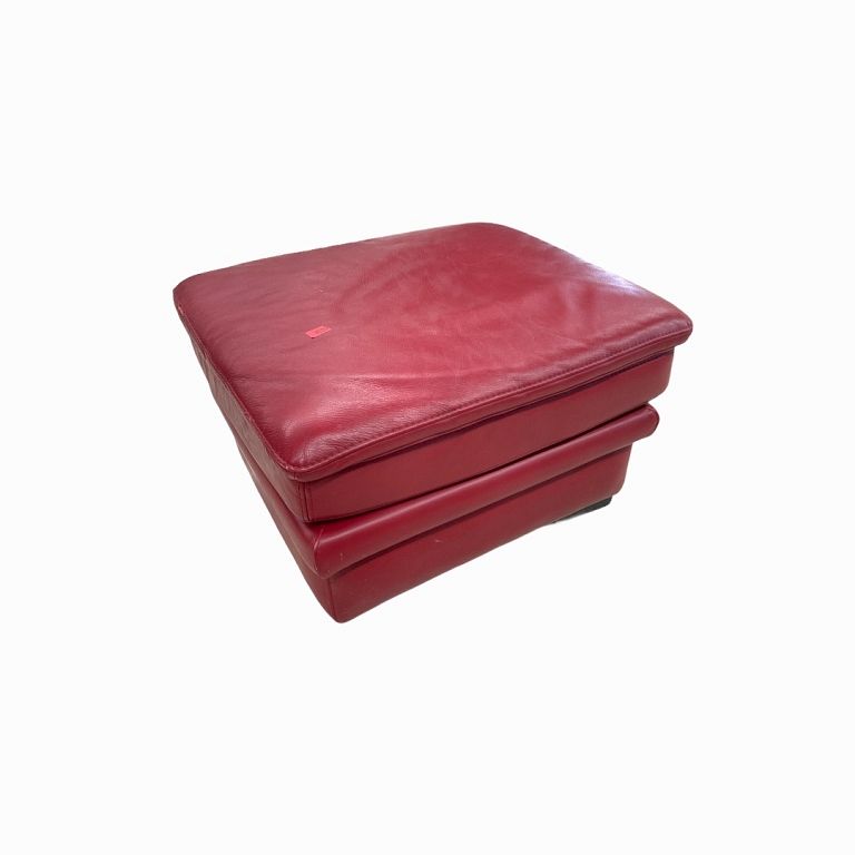 Appraisal: Roche Bobois Red Leather Ottoman Roche Bobois Red Leather Ottoman