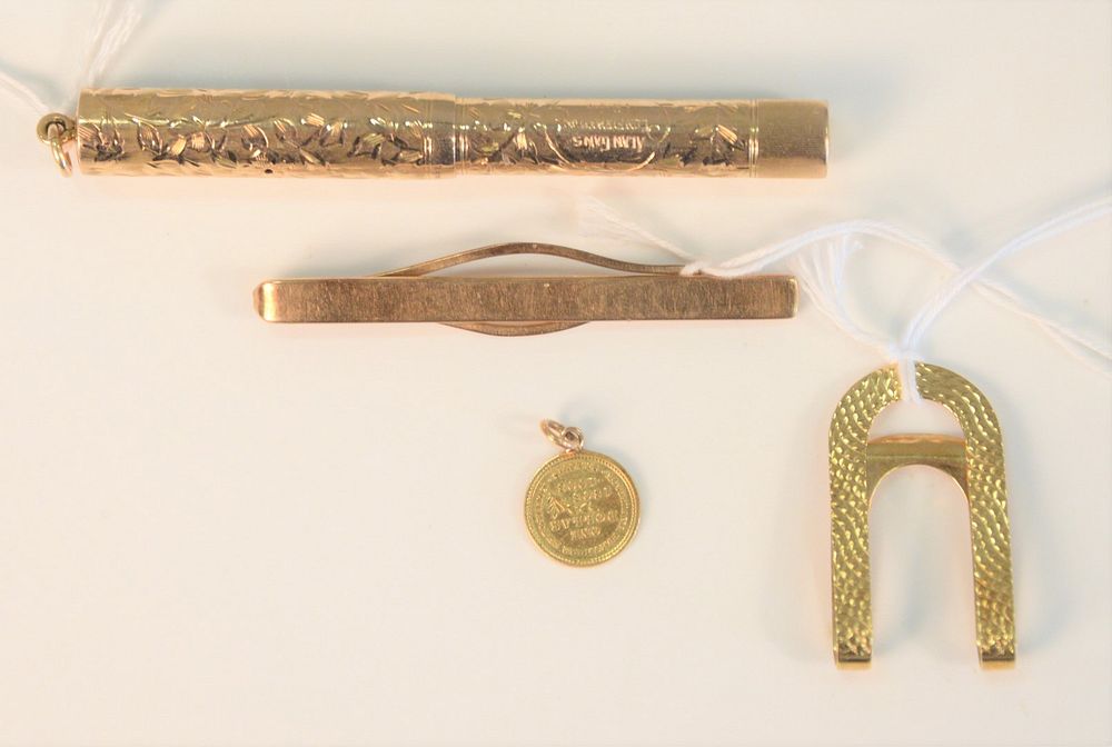 Appraisal: Four piece lot to include Karat Gold Fountain Pen length