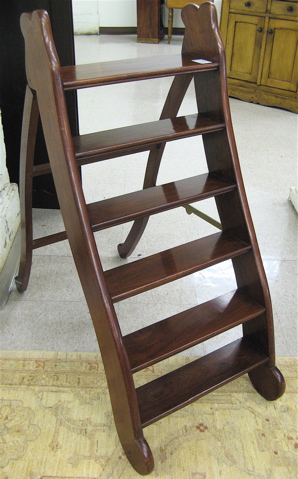 Appraisal: MAHOGANY LIBRARY STEP LADDER one side of the folding A-form