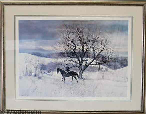 Appraisal: Framed and matted Peter Sculthorpe print of a winter landscape