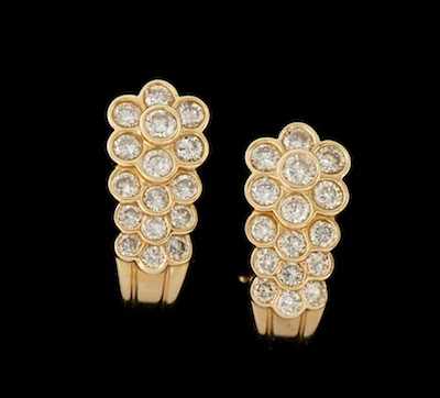 Appraisal: A Pair of Diamond Earrings k yellow gold bubbles design