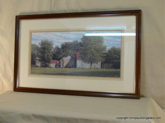 Appraisal: Peter Keating Old Farm Out Buildings Print - triple matted