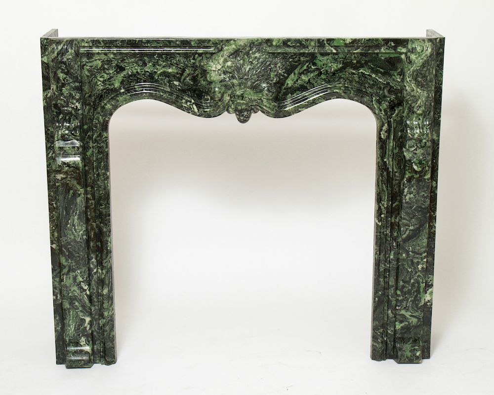 Appraisal: Louis XV Manner Green Faux Marble Fireplace Mantel Louis XV