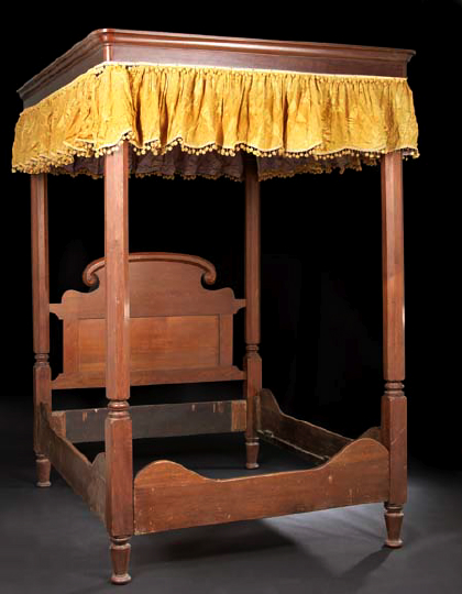 Appraisal: American Transitional Late Classical-into-Rococo Revival Walnut Tester Bed mid- th