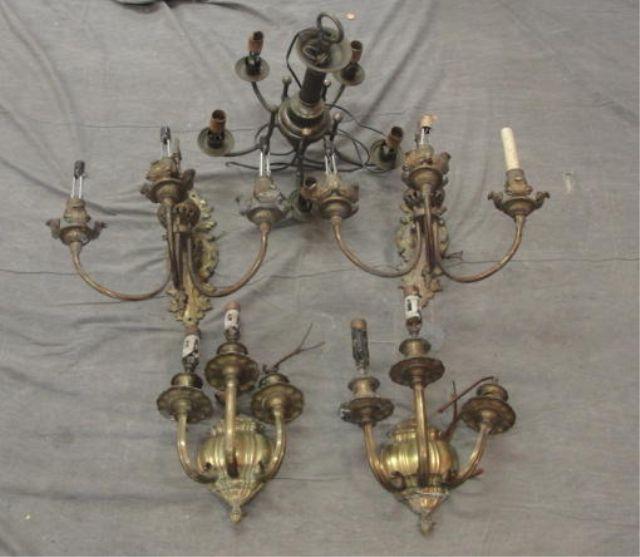 Appraisal: Pairs of Gilt Metal Sconces together with a Gilt Metal