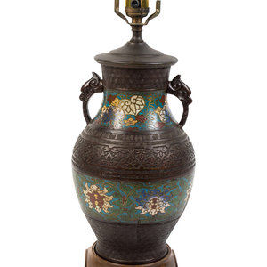 Appraisal: A Cloisonn Vase Mounted as a Lamp Height inches Property