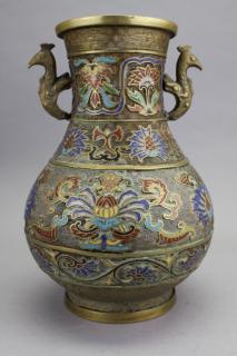 Appraisal: Chinese Cloisonne Bronze Vase Chinese Cloisonne Bronze Vase Height in