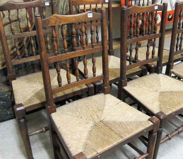 Appraisal: SET OF SIX OAK LANCASHIRE SPINDLE-BACK DINING CHAIRS George III