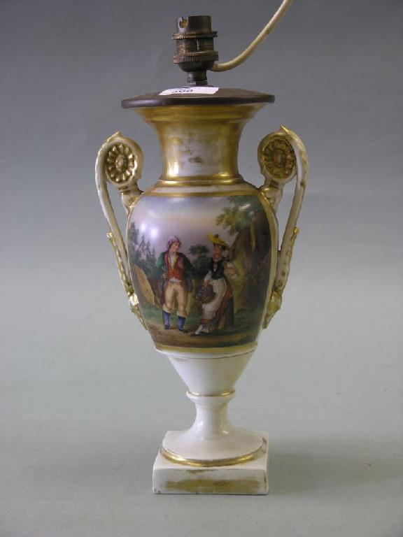 Appraisal: A th century French porcelain vase two handled and painted