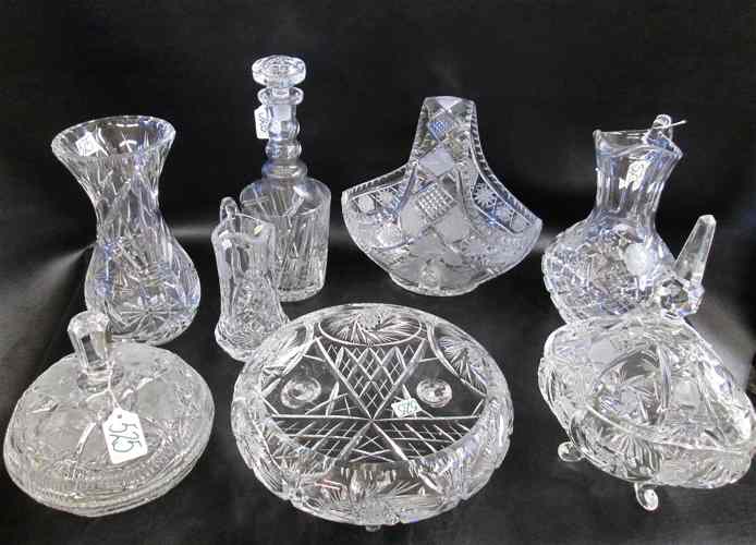 Appraisal: EIGHT ASSORTED CUT CRYSTAL TABLEWARE footed bowl ''D x ''H