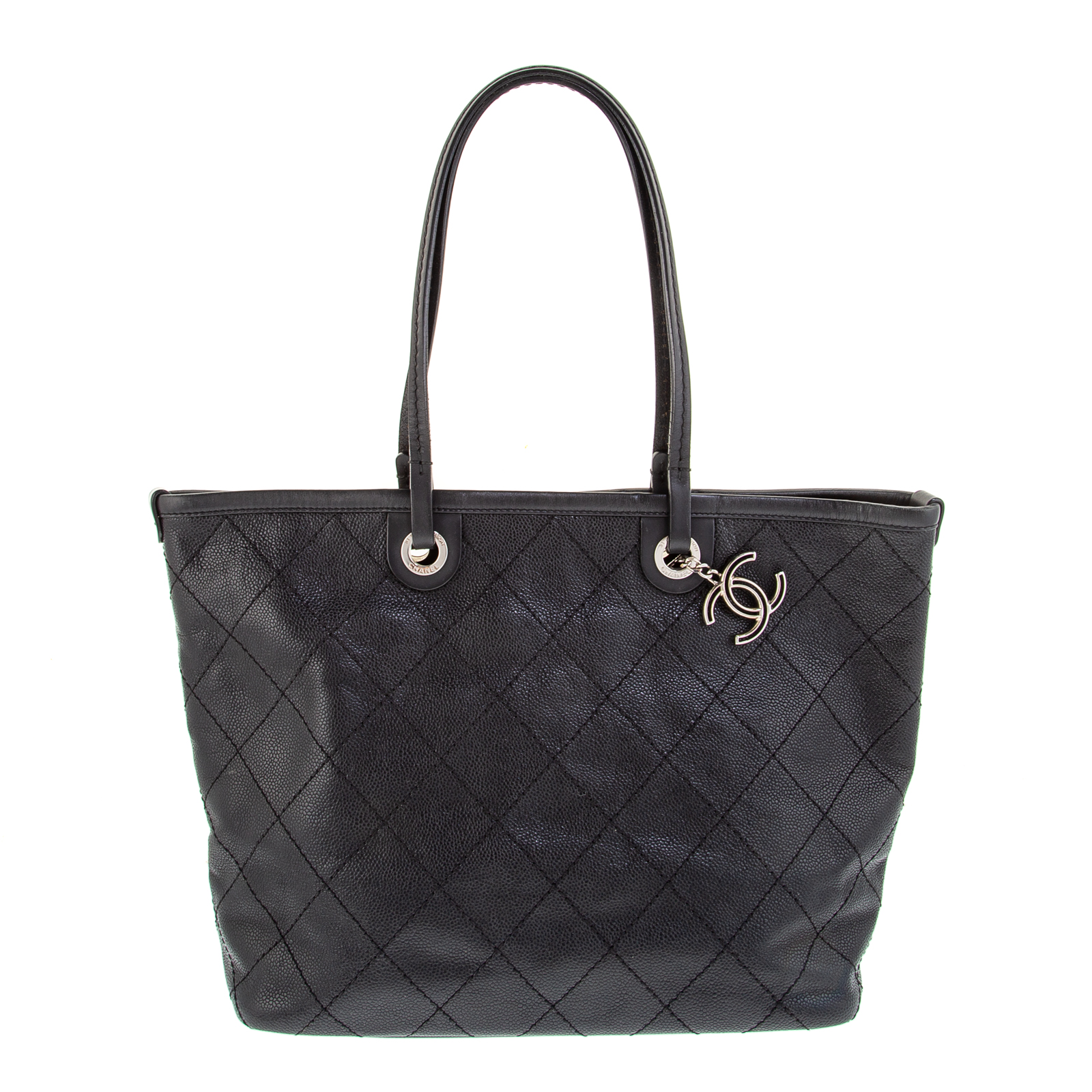 Appraisal: A CHANEL CC SHOPPING TOTE A black caviar leather CC