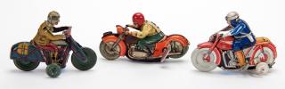 Appraisal: Group of Three Vintage Wind-Up Motorcycles Various makers and dates