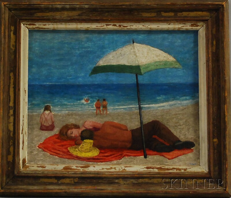 Appraisal: Kenneth Warnock Evett American - Figures Lying on a Beach