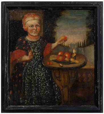 Appraisal: Italian Old Master painting portrait of a child holding fruit