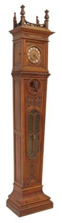 Appraisal: French Renaissance Revival walnut longcase clock Meubles Sculptes Bellanger Fabricant