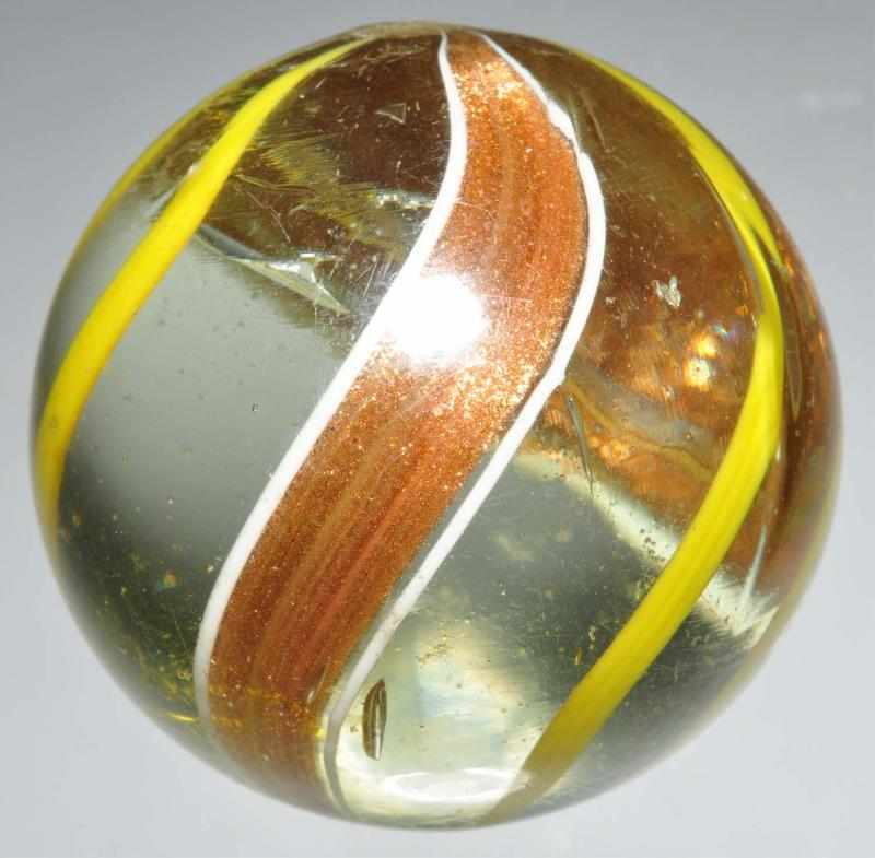 Appraisal: Large Type Lutz Marble Description Clear glass lutz with yellow