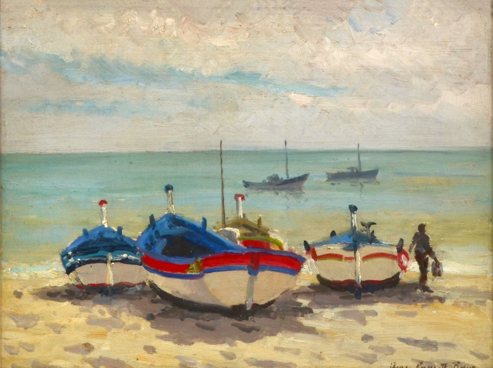 Appraisal: BROWN Hugh Boycott United Kingdom - Boat on the beach