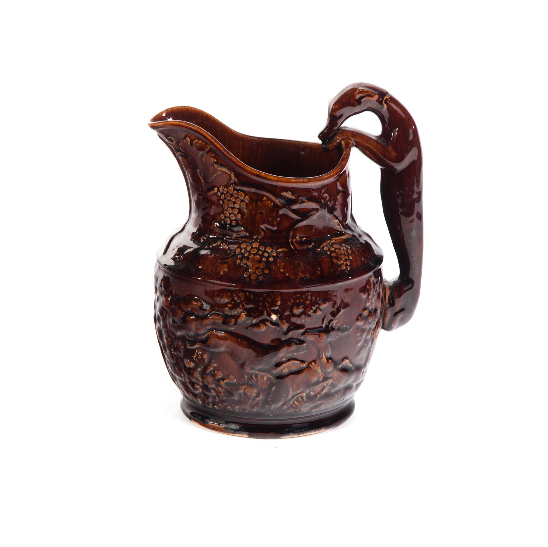 Appraisal: BENNINGTON HOUND HANDLED PITCHER Vermont ca - Rockingham glaze with