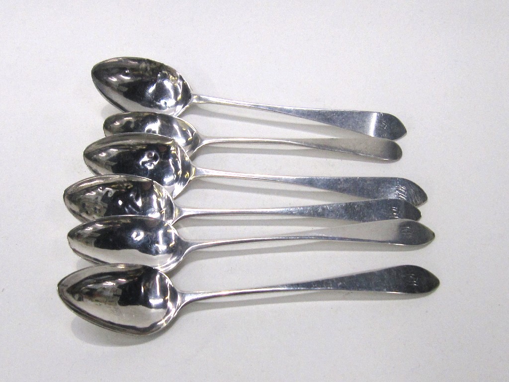 Appraisal: Set of six antique silver spoons marks for Edinburgh