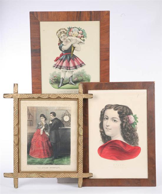 Appraisal: THREE CURRIER IVES PRINTS The Stolen Interview h w In