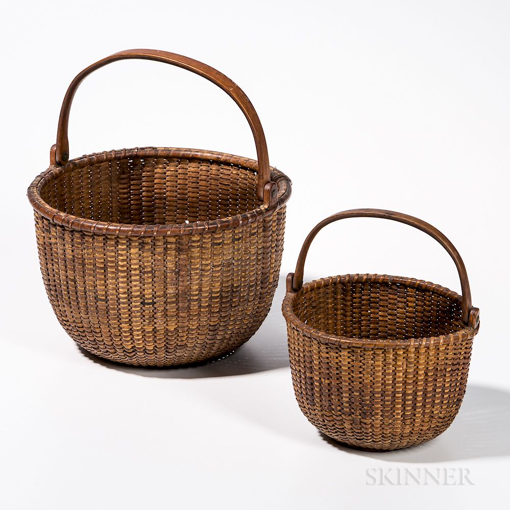 Appraisal: Two Nantucket Lightship Baskets Two Nantucket Lightship Baskets th century