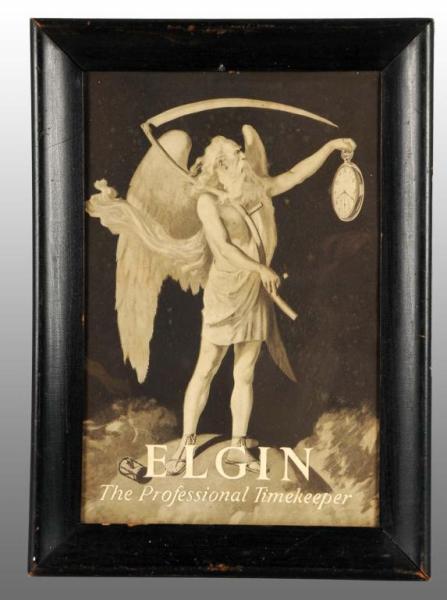 Appraisal: Framed Cardboard Elgin Watch Sign Description Circa to Original framework