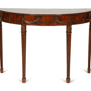 Appraisal: A George III Style Mahogany Demilune Console Table th th