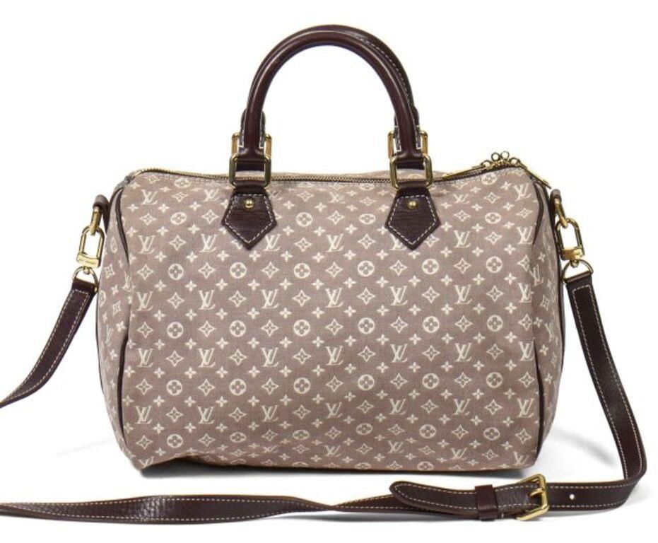 Appraisal: Louis Vuitton Speedy Bandouliere handbag in cherry monogram Idylle coated