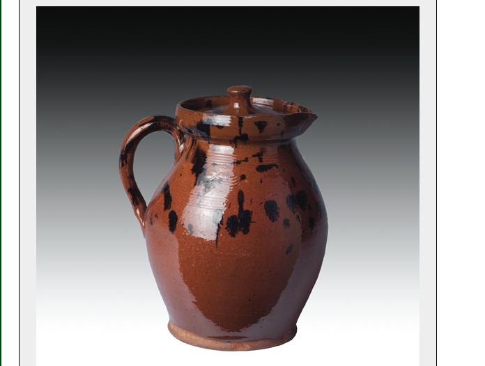 Appraisal: ESSEX COUNTY MASSACHUSETTS GLAZED REDWARE PITCHER AND COVER POSSIBLY JOHN