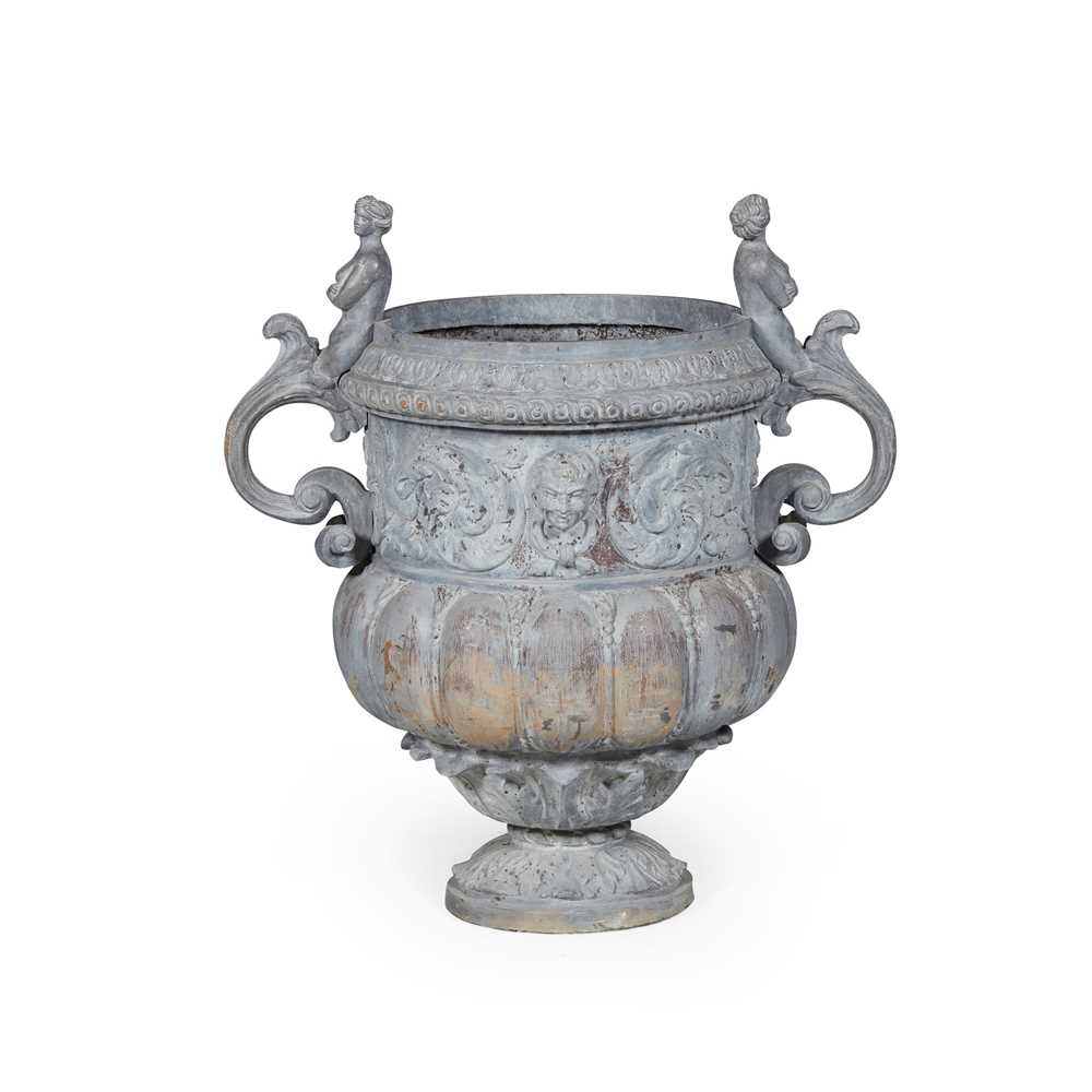 Appraisal: LARGE BAROQUE STYLE LEAD URN EARLY TH CENTURY with figural