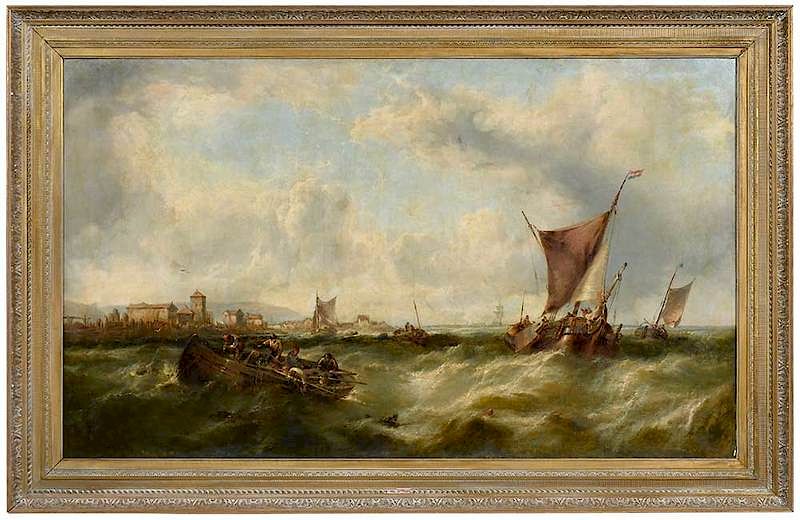 Appraisal: Attributed to William Clarkson Stanfield British Fishing in a Harbor