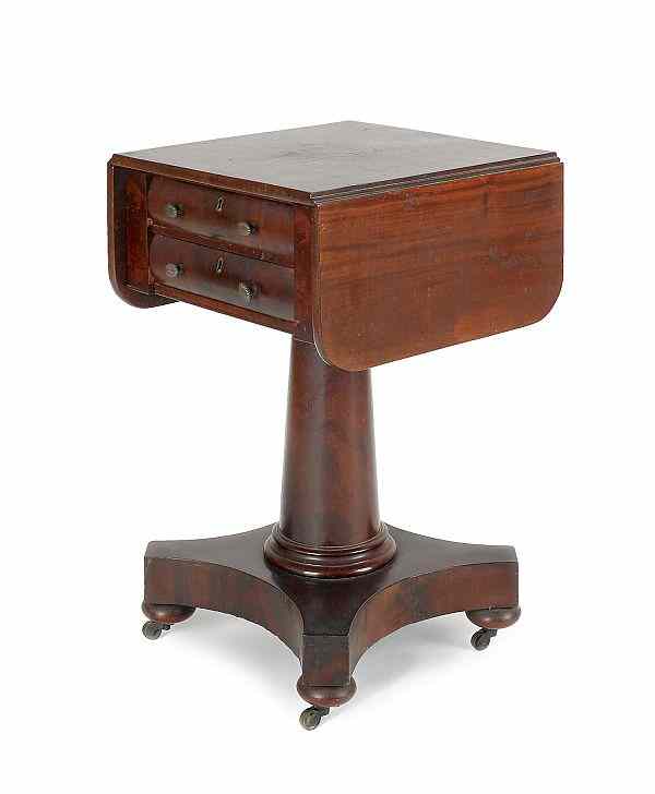 Appraisal: Pennsylvania classical mahogany two drawer stand ca h w