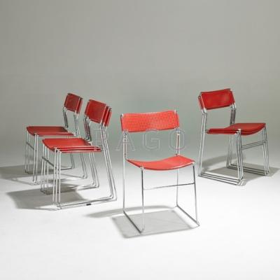 Appraisal: TOMADO Set of eight stacking chairs Denmark ca Perforated and