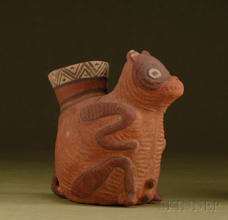 Appraisal: Pre-Columbian Polychrome Dog Effigy Vessel Chancay c - A D