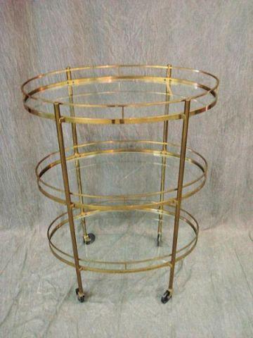 Appraisal: Midcentury Brass and Glass Tier Dumbwaiter From a Queens estate