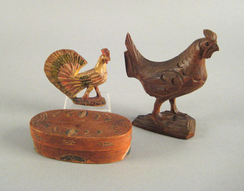 Appraisal: Carved walnut figure of a rooster late th c h