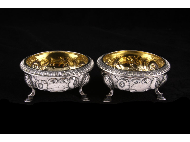 Appraisal: Pair of J E Caldwell Coin Silver Salt Dishes circular