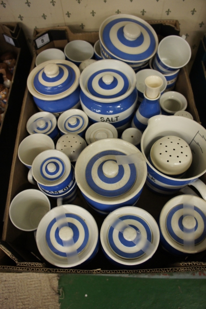 Appraisal: T G Green Cornishware Tray to include Covered Bowl Milk