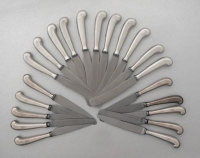 Appraisal: A set of ten George II side knives with octagonal