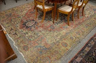 Appraisal: Heriz Oriental carpet th century worn ' x ' Heriz