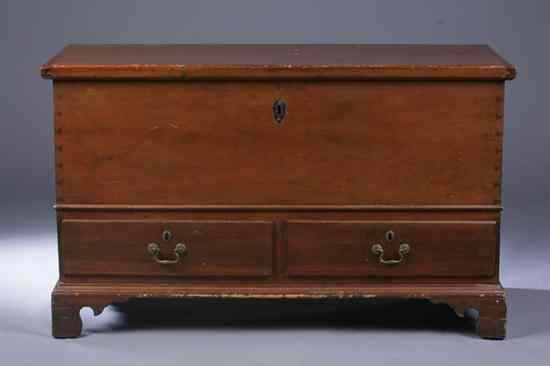 Appraisal: AMERICAN CHIPPENDALE PINE DOVETAILED DRAWER CHEST th century Hinged lid