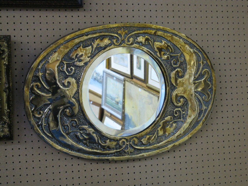 Appraisal: Arts and Crafts brass framed mirror