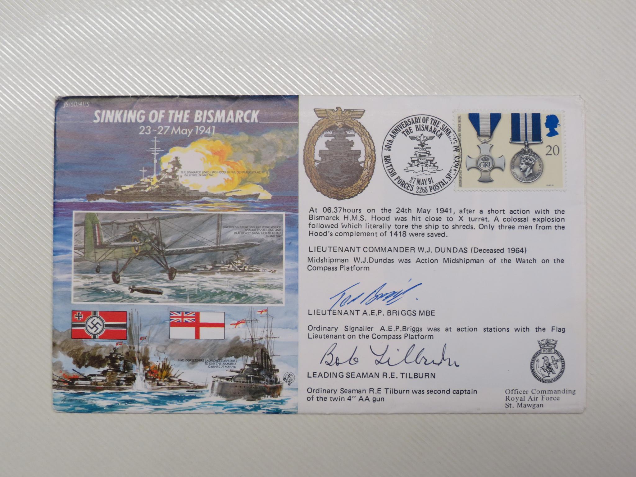 Appraisal: HMS Hood - autographed First Day Cover