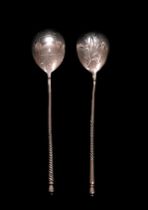 Appraisal: A Pair of Sterling Spoons by Nikolai Pavlovich Pavlov Moscow