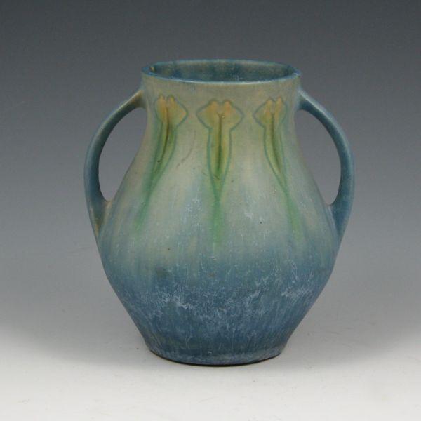 Appraisal: Roseville Windsor - handled vase in blue with green and