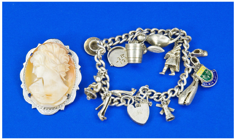 Appraisal: Silver Charm Bracelet Loaded With Charms Comprising Oil Lamp Bucket