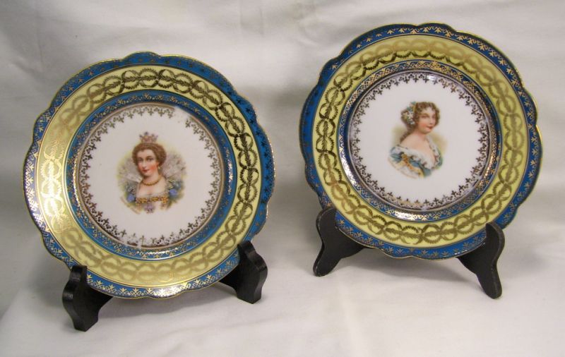 Appraisal: Pair of Austrian Portrait Plates Porcelain plates with royalty figures