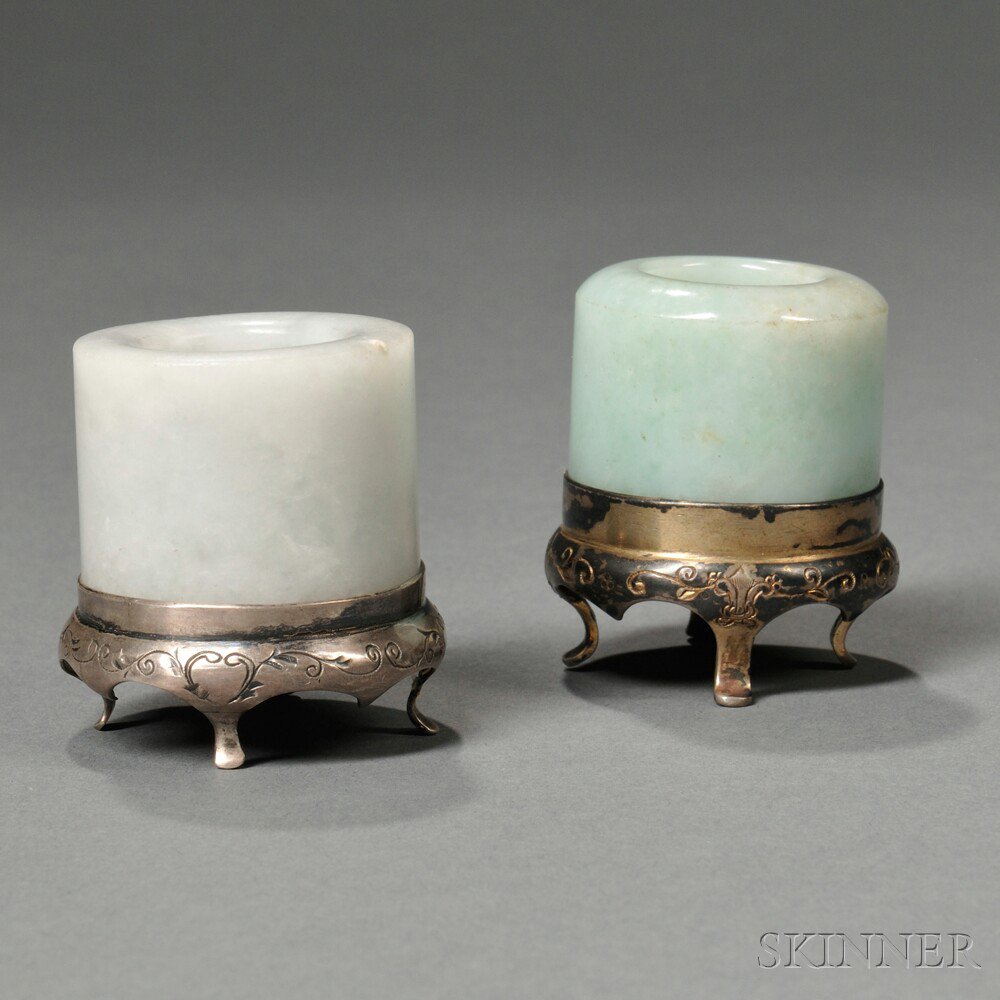 Appraisal: Two Salt Cellars China each comprised of a jade archer's