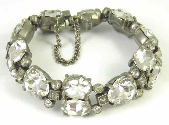 Appraisal: EISENBERG RHINESTONE BRACELET with large oval and pear shaped rhinestones