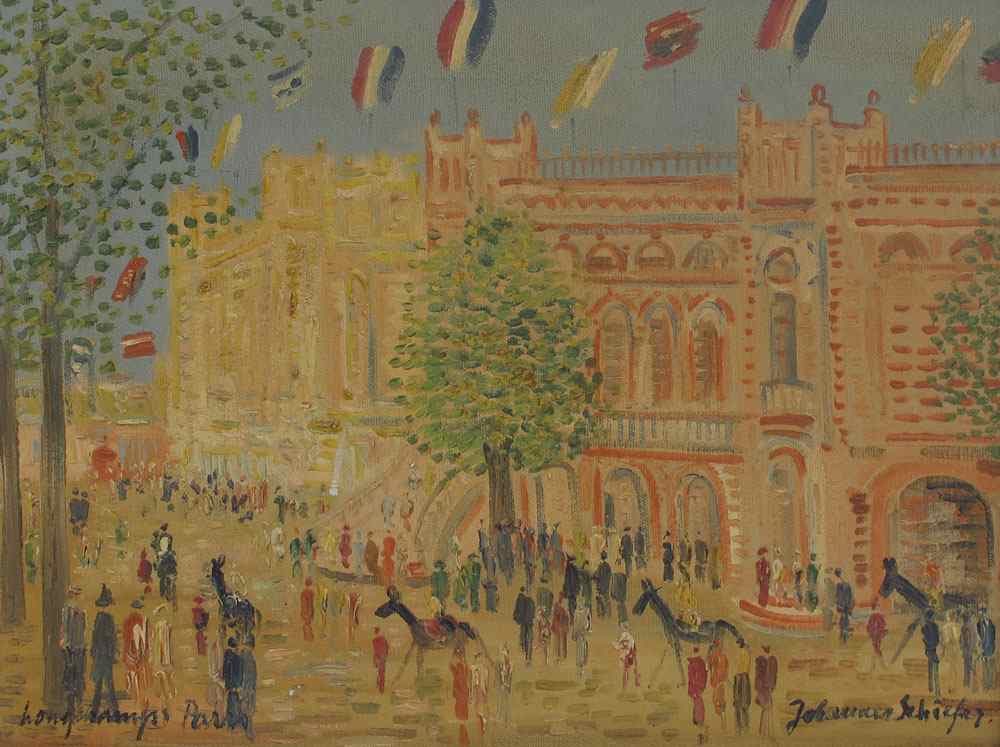 Appraisal: SCHIEFER Johannes Dutch - ''Longchamps Paris'' OIL Canvas '' x